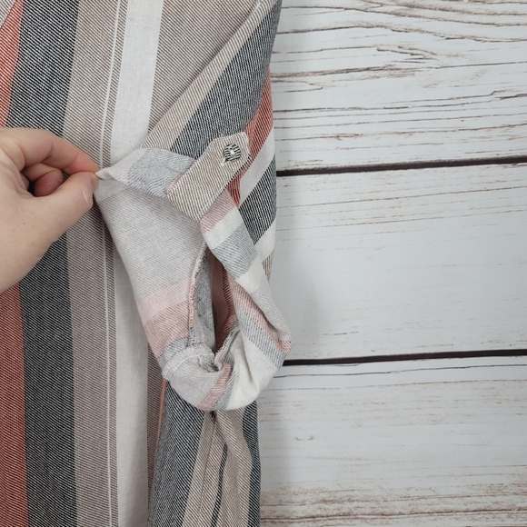 Saint Tropez West | Striped Linen Bl Roll Sl Top - Picture 3 of 7